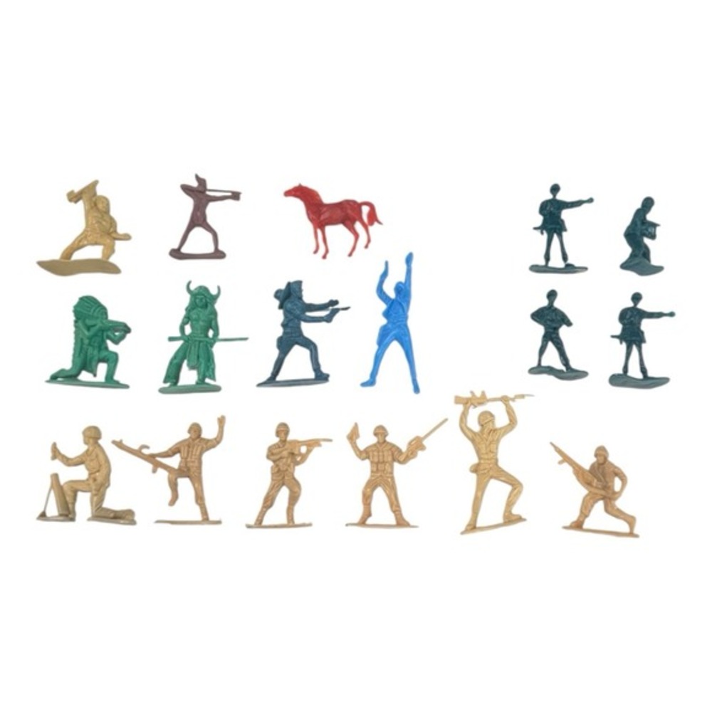 Lot of 70 Green Army Men Muticolor Cowboys Indians Cream Color Army Men Soldiers - Picture 4 of 4